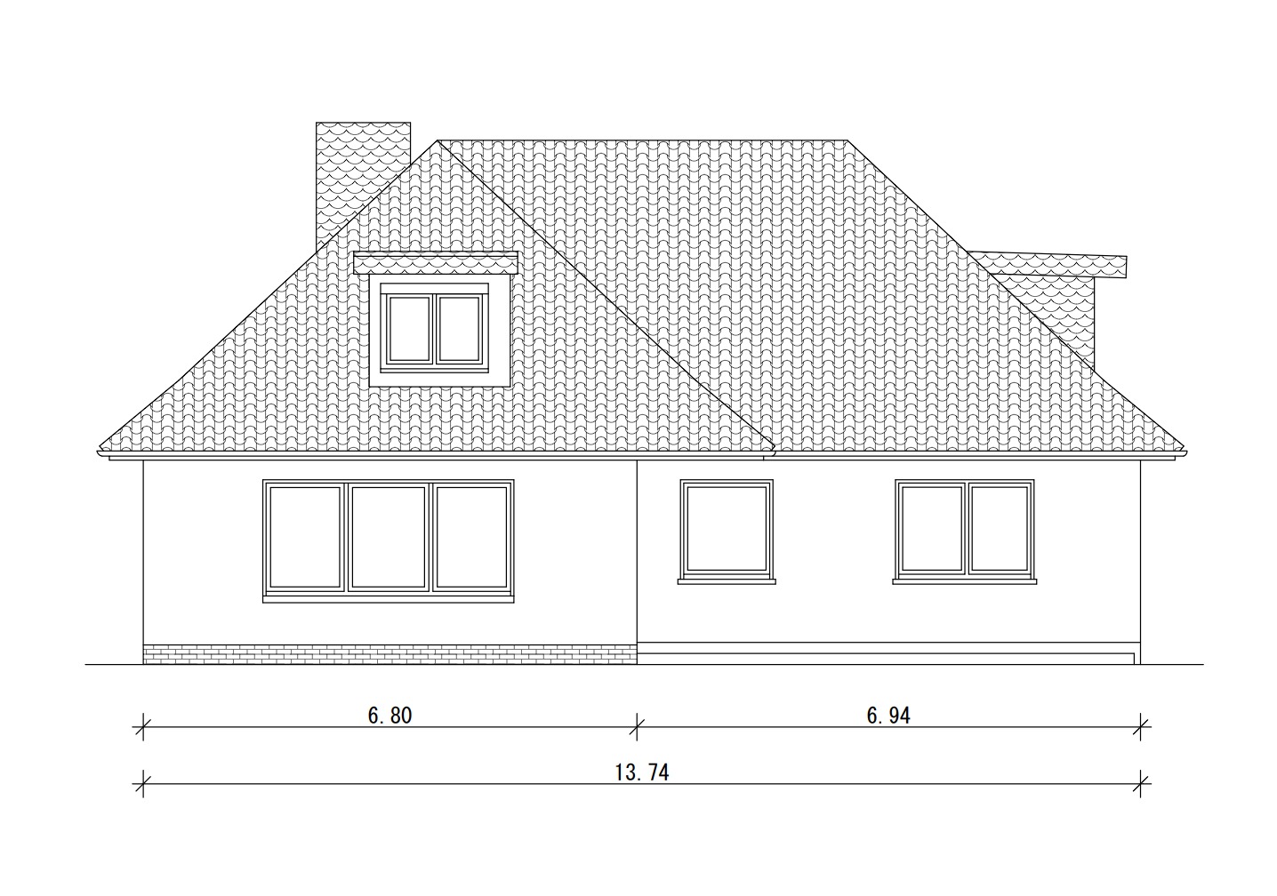 Ansicht – Fassade mit Bemaßung